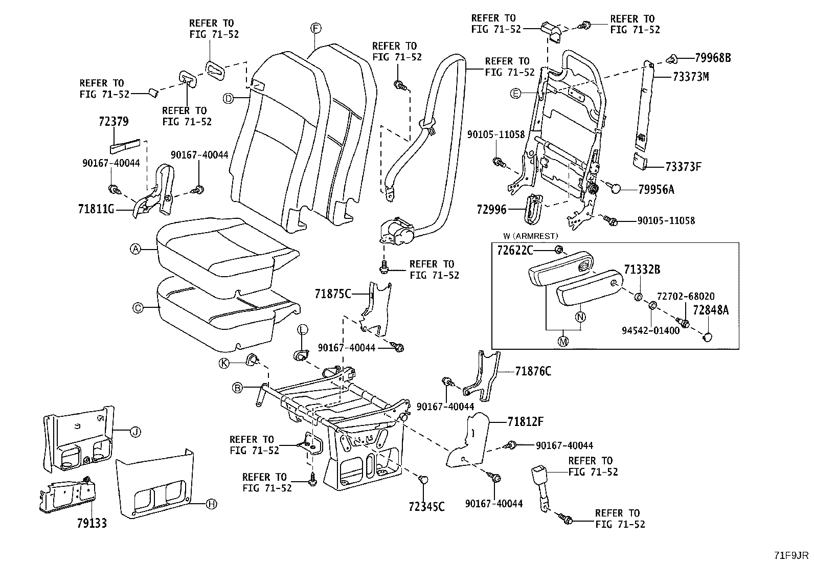 71307-0S010 BRACKET SUB-ASSY, REAR SEAT CUSHION SUPPORT, RH product image