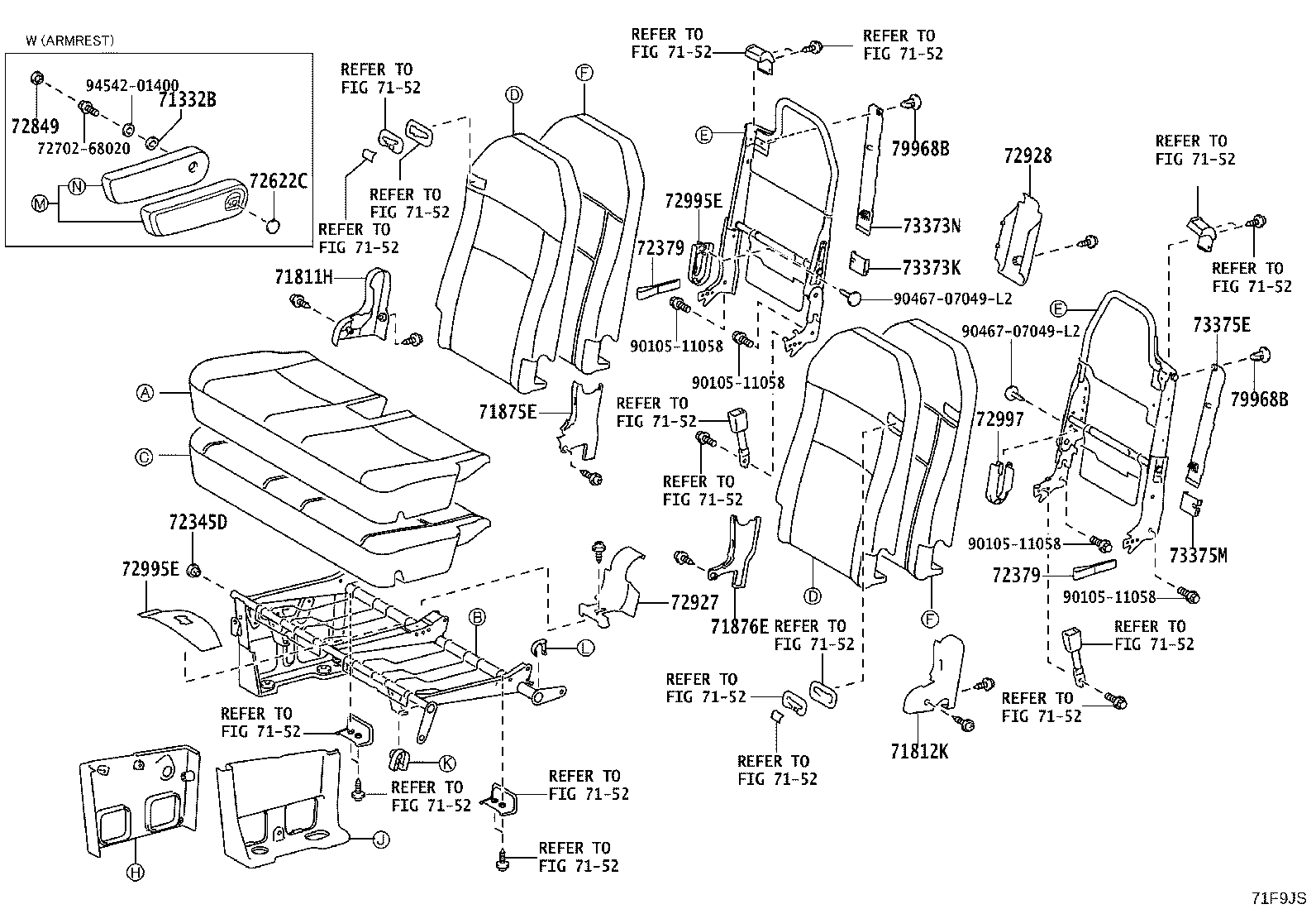 71307-0S010 BRACKET SUB-ASSY, REAR SEAT CUSHION SUPPORT, RH product image