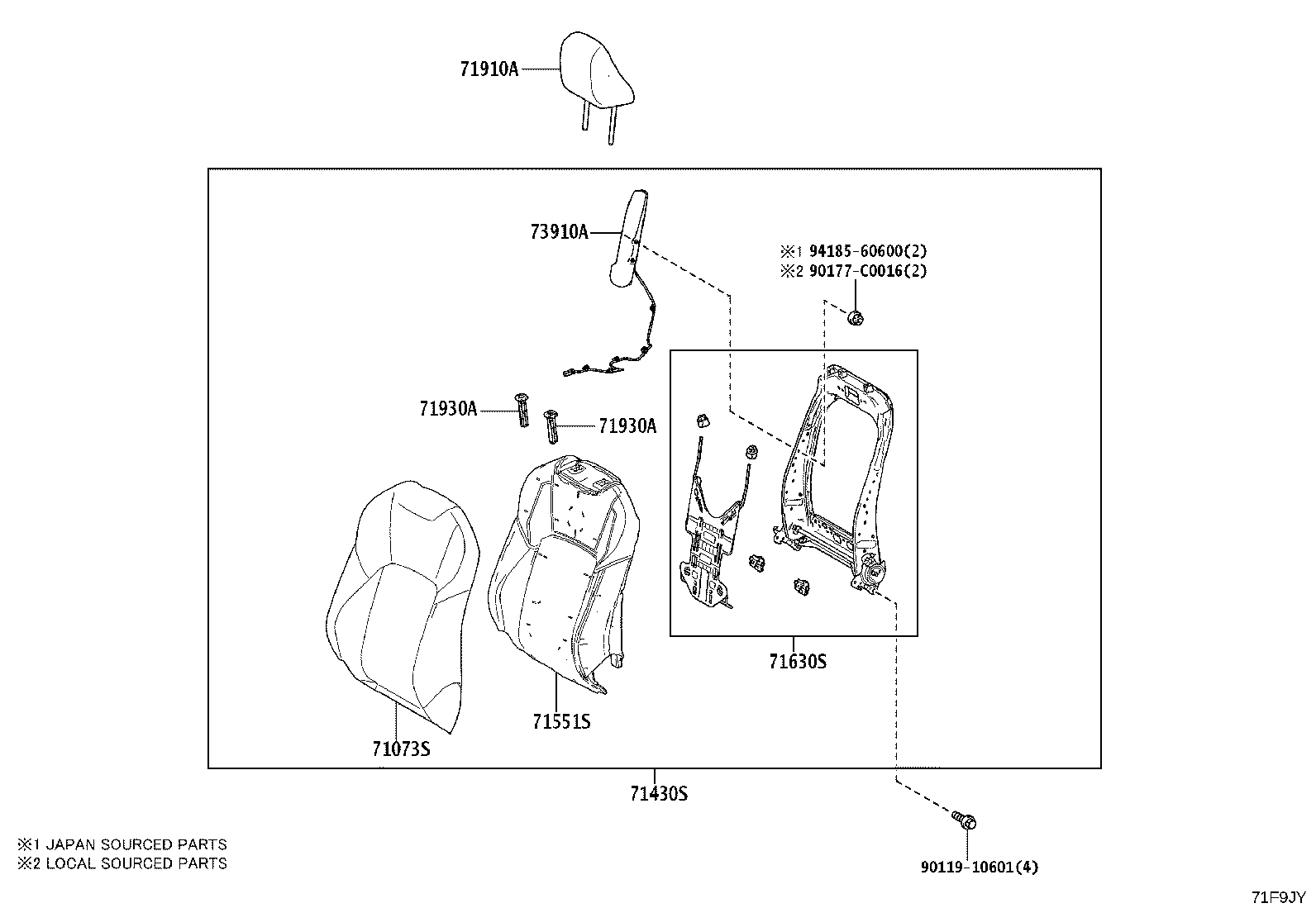 71501-07070 PAD, FRONT SEAT CUSHION, RH(FOR SEPARATE TYPE) product image