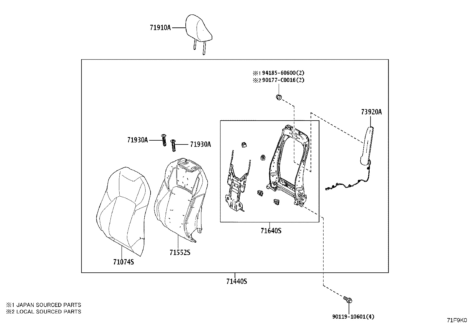 71501-07070 PAD, FRONT SEAT CUSHION, RH(FOR SEPARATE TYPE) product image