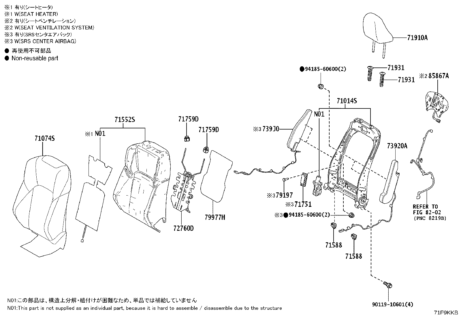 71502-33280 PAD, FRONT SEAT CUSHION, LH (FOR SEPARATE TYPE) product image