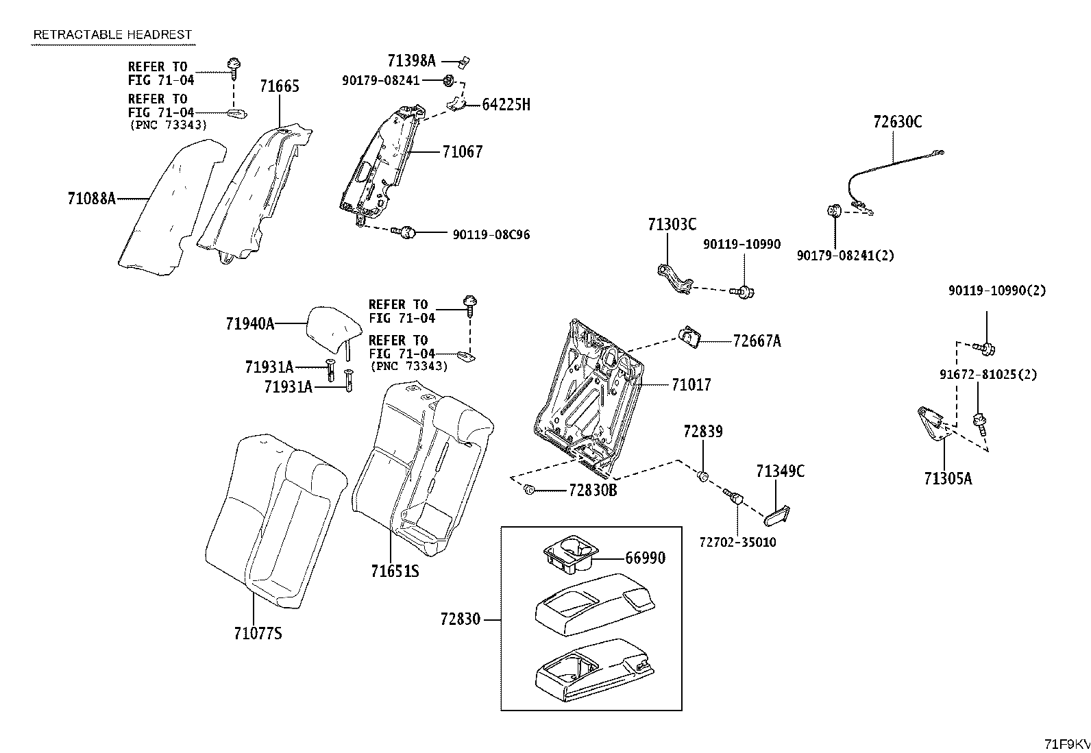 71033-33040 LEG SUB-ASSY, REAR SEAT CUSHION product image