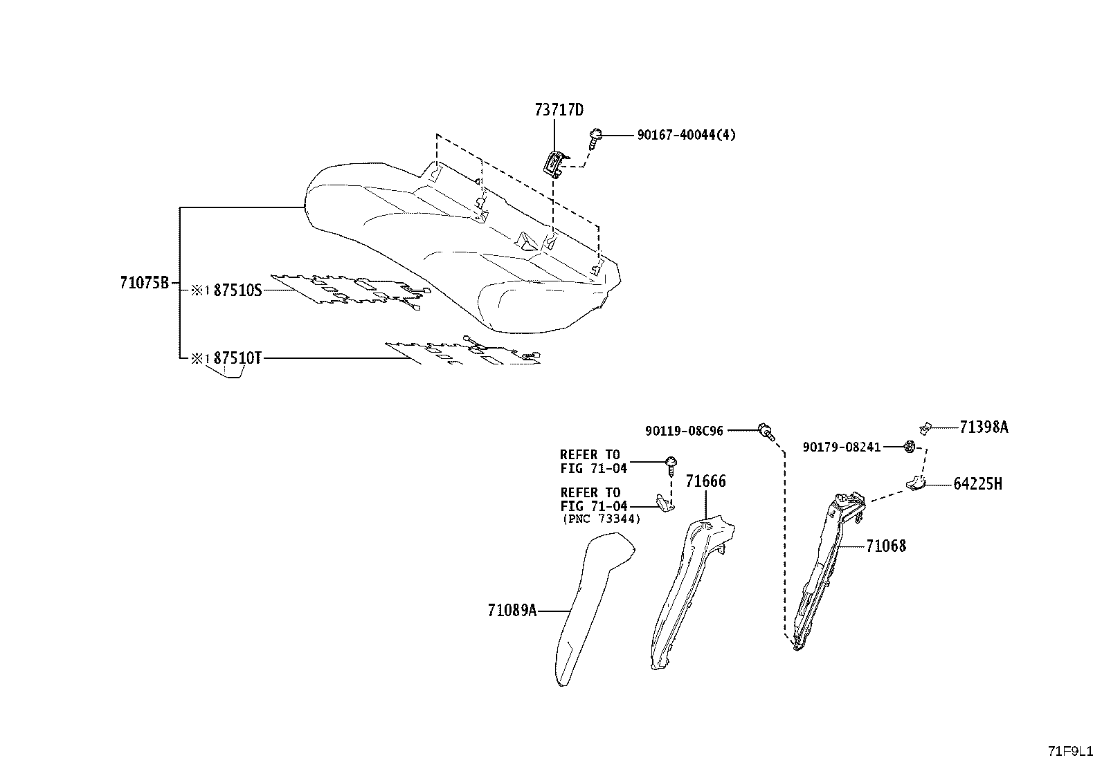 71033-33040 LEG SUB-ASSY, REAR SEAT CUSHION product image