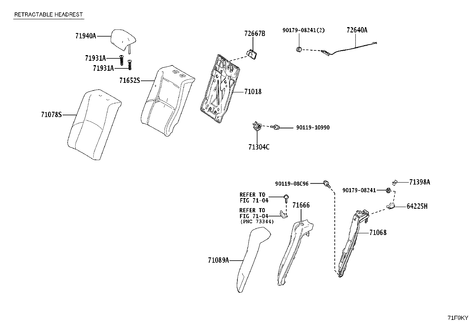 71033-33040 LEG SUB-ASSY, REAR SEAT CUSHION product image