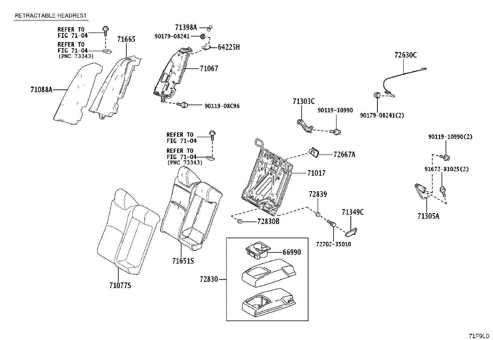 71033-33040 LEG SUB-ASSY, REAR SEAT CUSHION product image