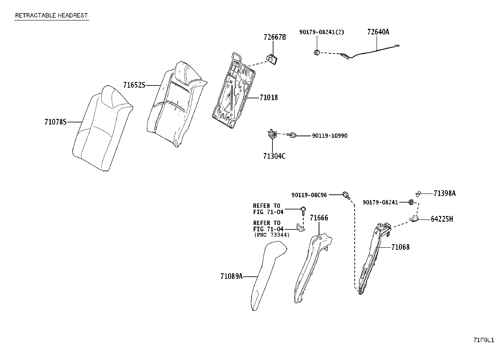 71033-33040 LEG SUB-ASSY, REAR SEAT CUSHION product image