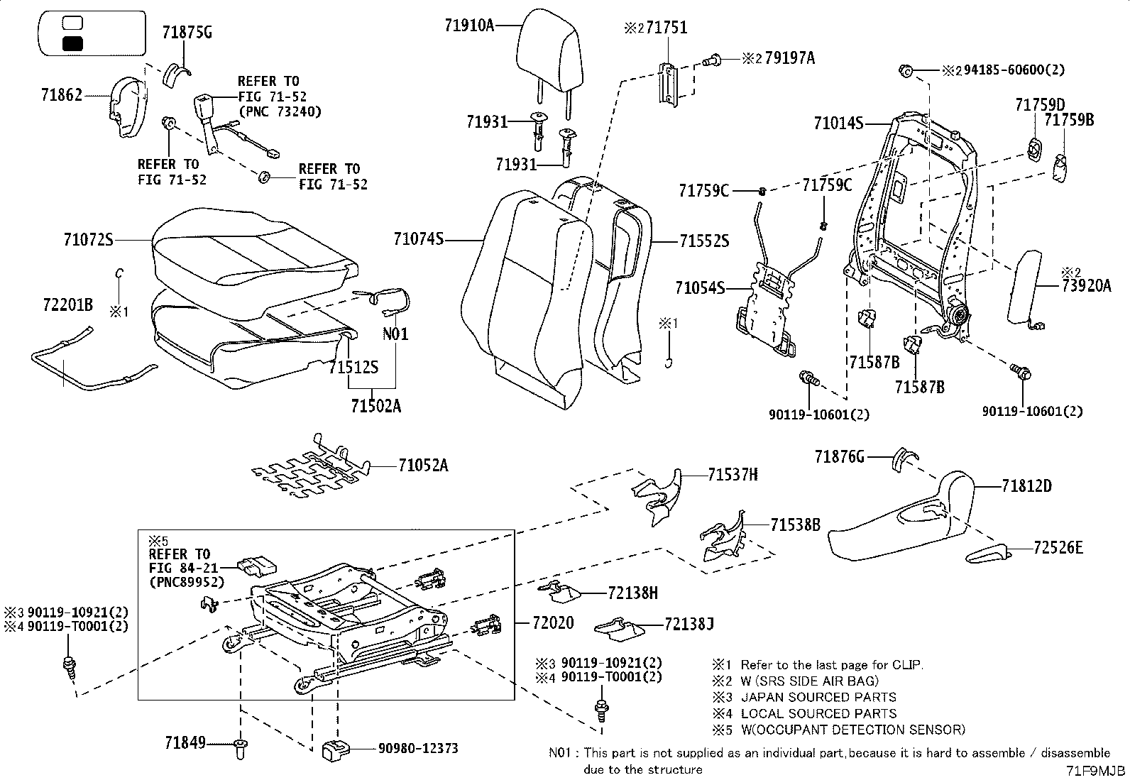 71071-0KX11-C1 COVER, FRONT SEAT CUSHION, RH(FOR SEPARATE TYPE) product image