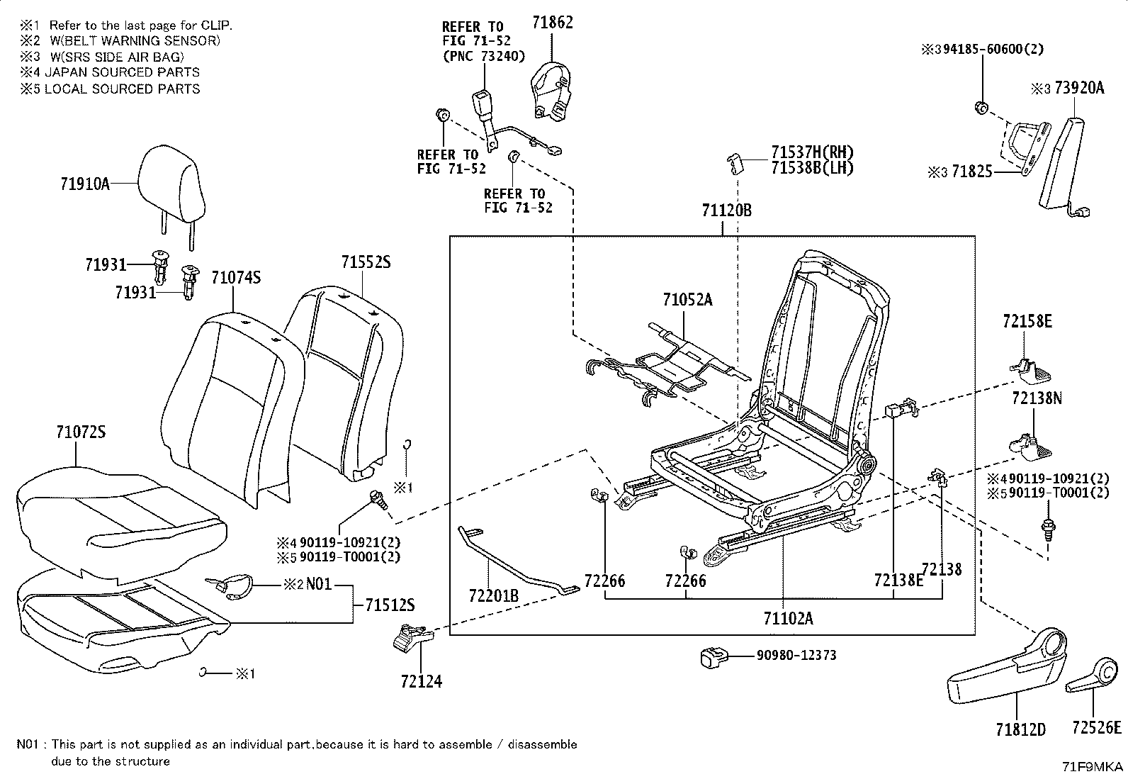 71071-0KX11-C1 COVER, FRONT SEAT CUSHION, RH(FOR SEPARATE TYPE) product image