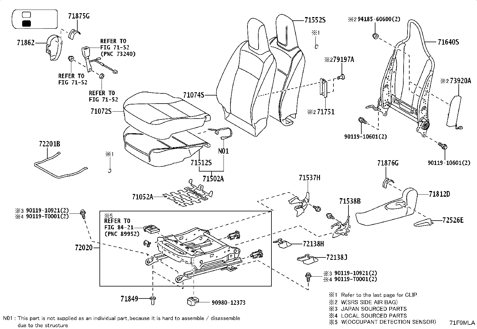 71071-0KX11-C1 COVER, FRONT SEAT CUSHION, RH(FOR SEPARATE TYPE) product image