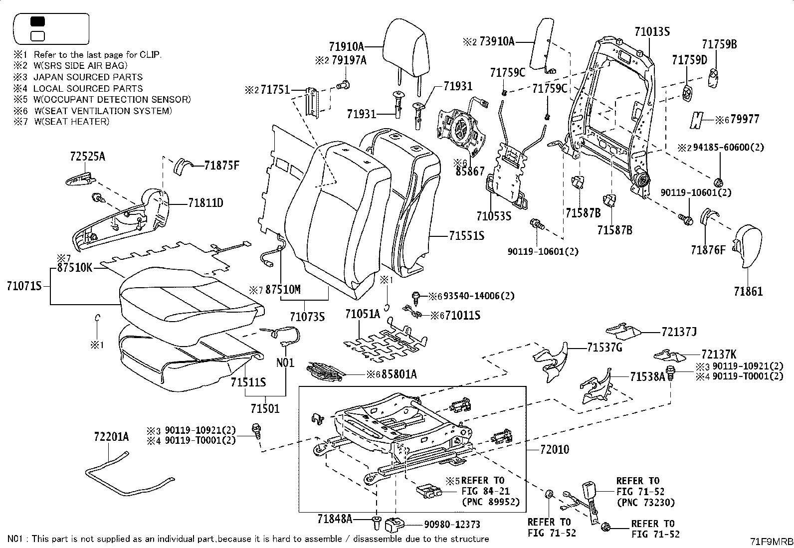71071-0KX11-C1 COVER, FRONT SEAT CUSHION, RH(FOR SEPARATE TYPE) product image
