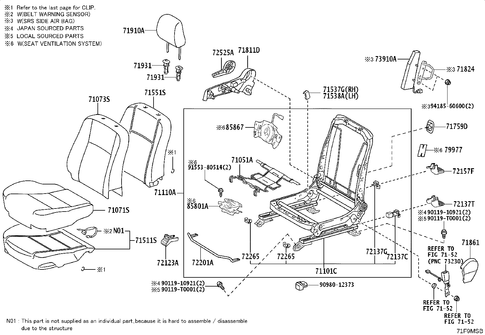 71071-0KX11-C1 COVER, FRONT SEAT CUSHION, RH(FOR SEPARATE TYPE) product image