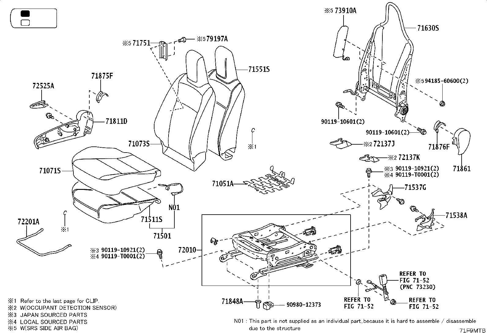 71071-0KX11-C1 COVER, FRONT SEAT CUSHION, RH(FOR SEPARATE TYPE) product image