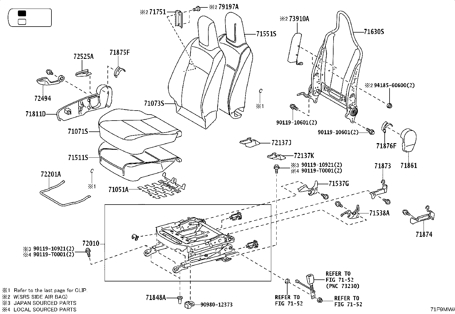 71071-0KX11-C1 COVER, FRONT SEAT CUSHION, RH(FOR SEPARATE TYPE) product image