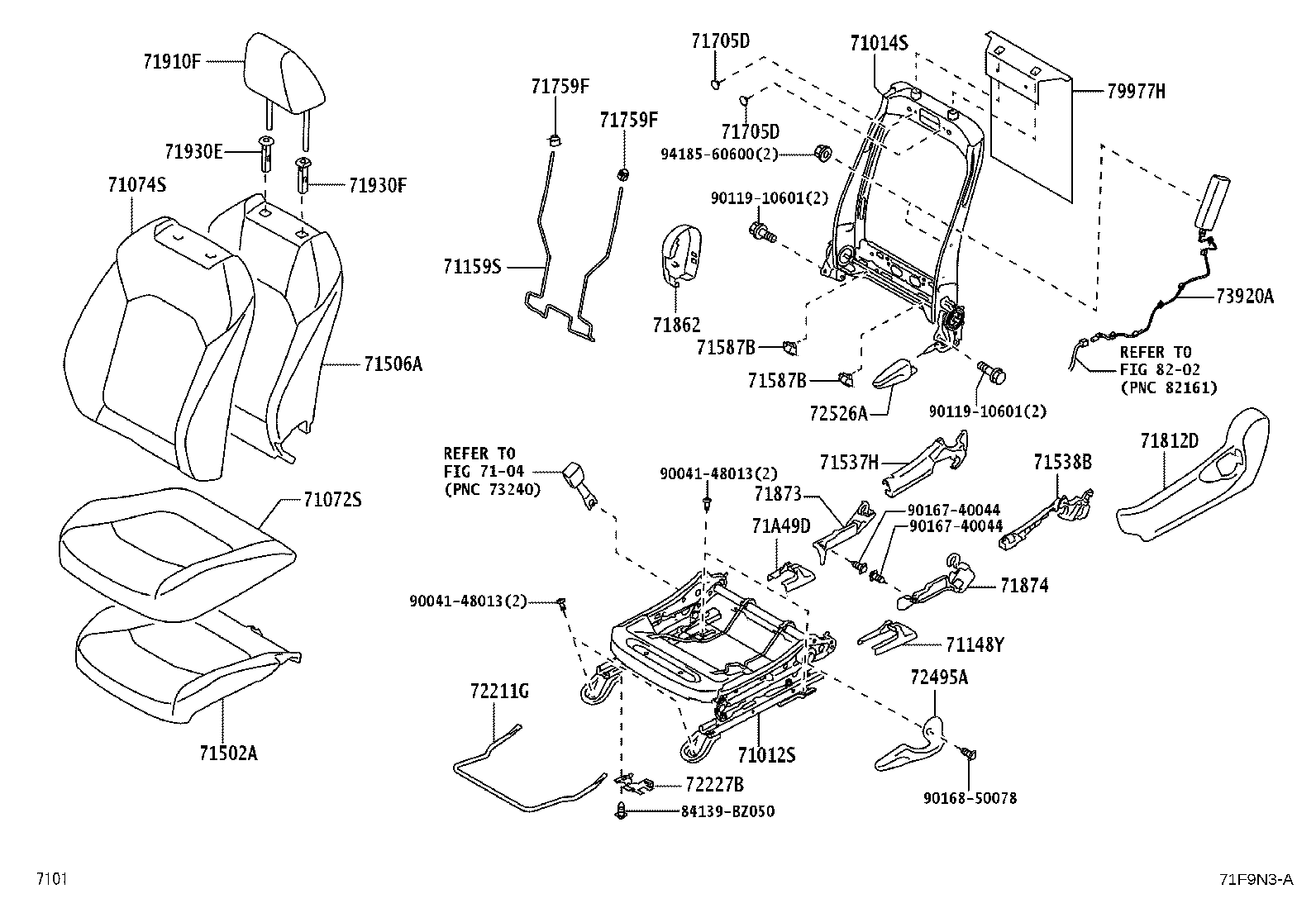 71013-BZ210 FRAME SUB-ASSY, FRONT SEAT BACK, RH product image