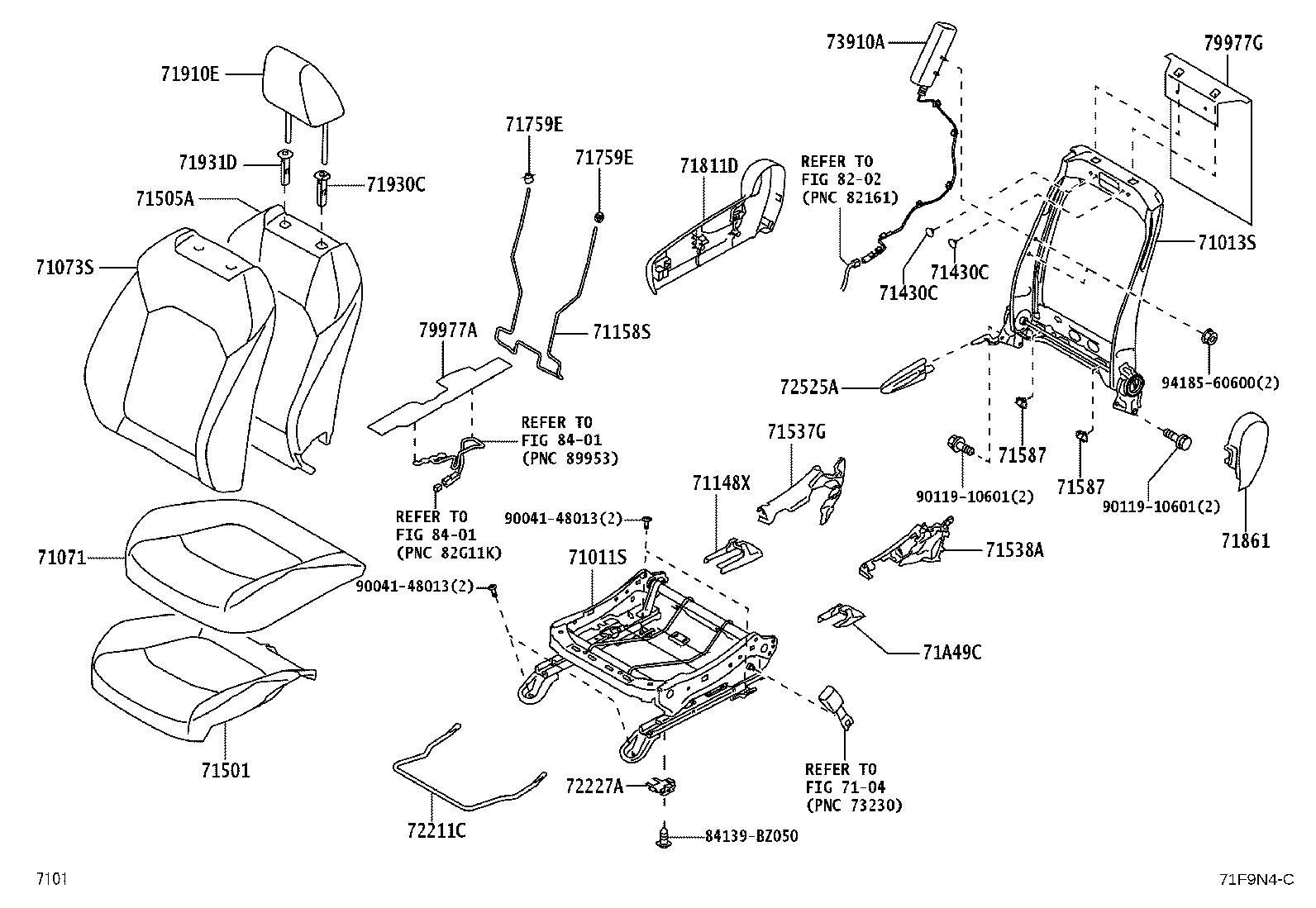 71013-BZ210 FRAME SUB-ASSY, FRONT SEAT BACK, RH product image