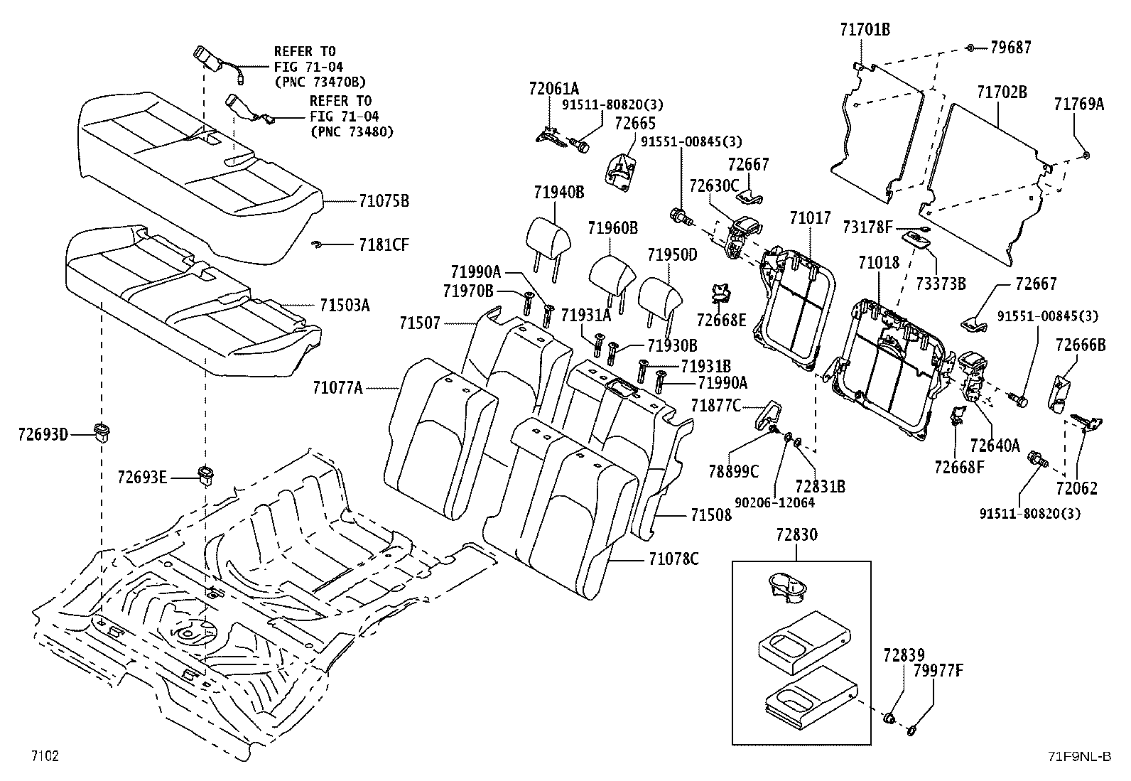 71033-BZ110 LEG SUB-ASSY, REAR SEAT CUSHION product image