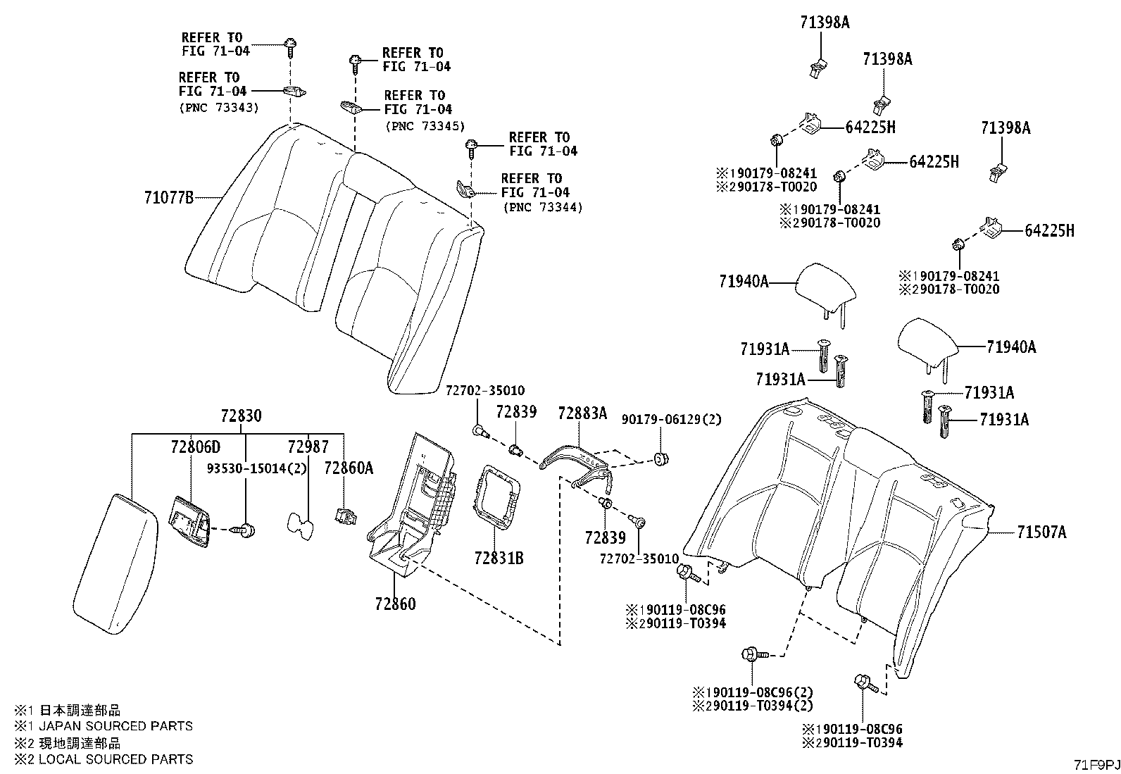 71033-06080 LEG SUB-ASSY, REAR SEAT CUSHION product image