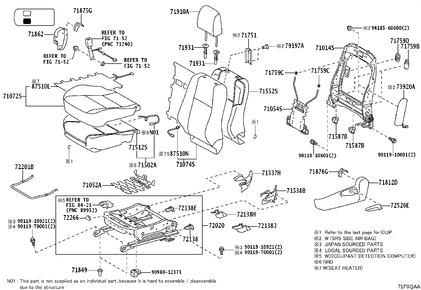 71502-0K291 PAD SUB-ASSY, FRONT SEAT CUSHION, LH product image