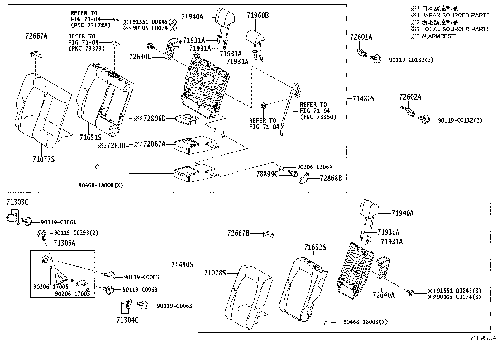 71303-03010 HINGE SUB-ASSY, REAR SEAT BACK, RH product image
