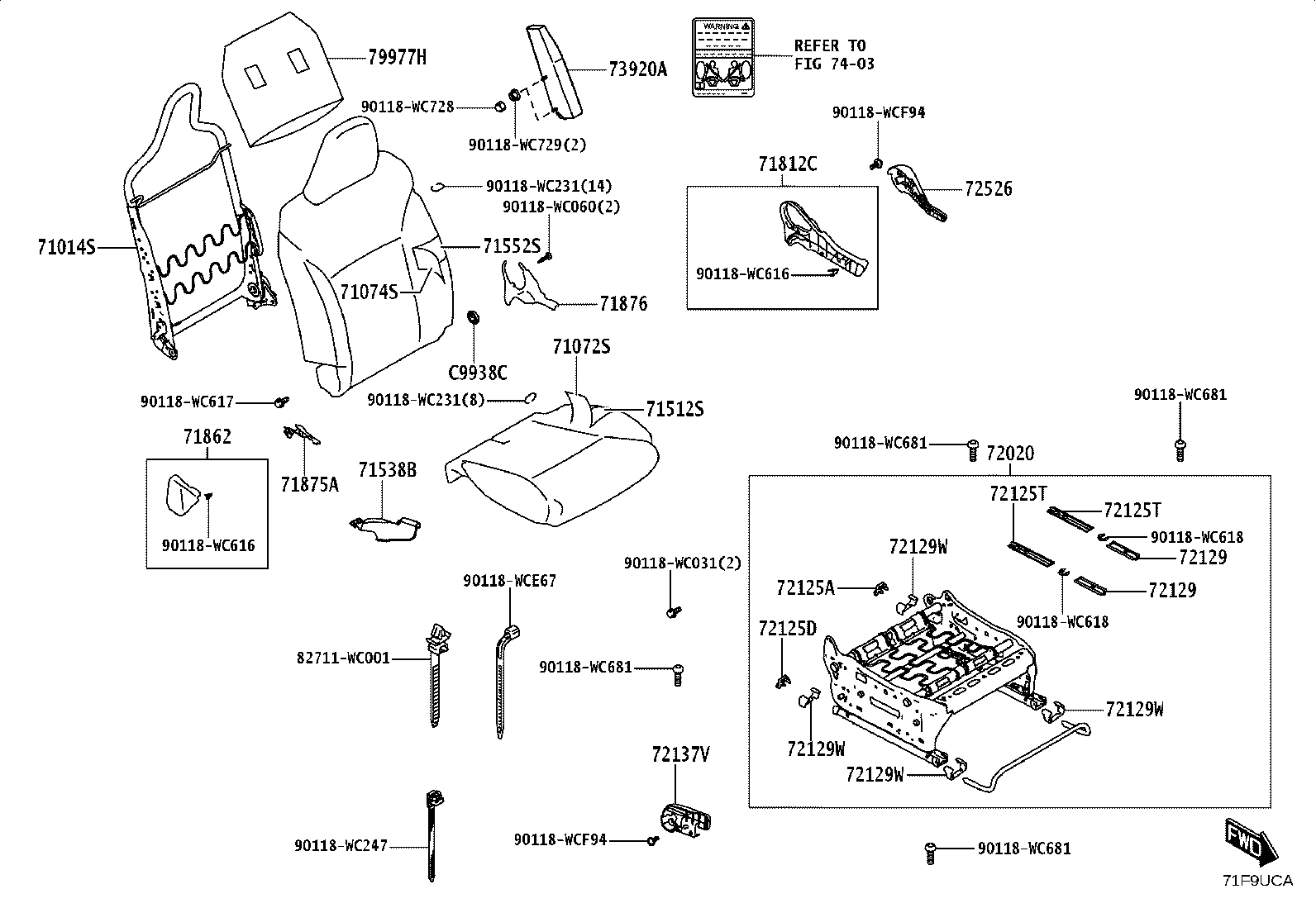 71014-WC006 FRAME SUB-ASSY, FRONT SEAT BACK, LH product image