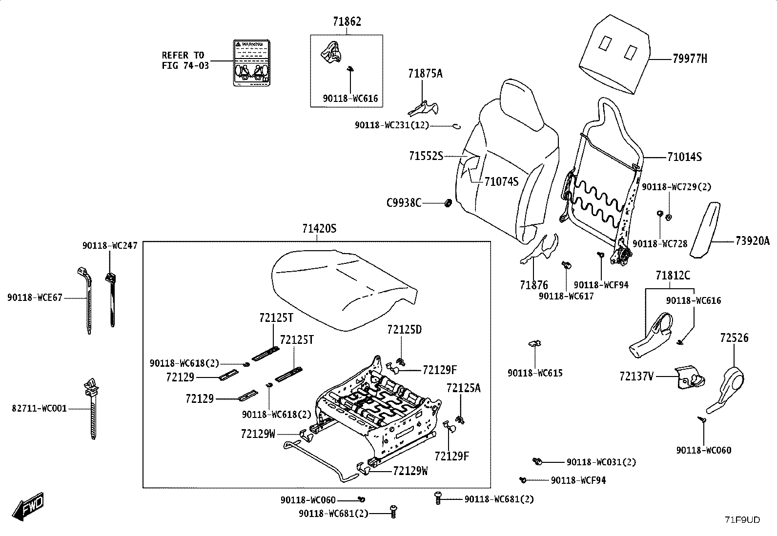 71014-WC006 FRAME SUB-ASSY, FRONT SEAT BACK, LH product image