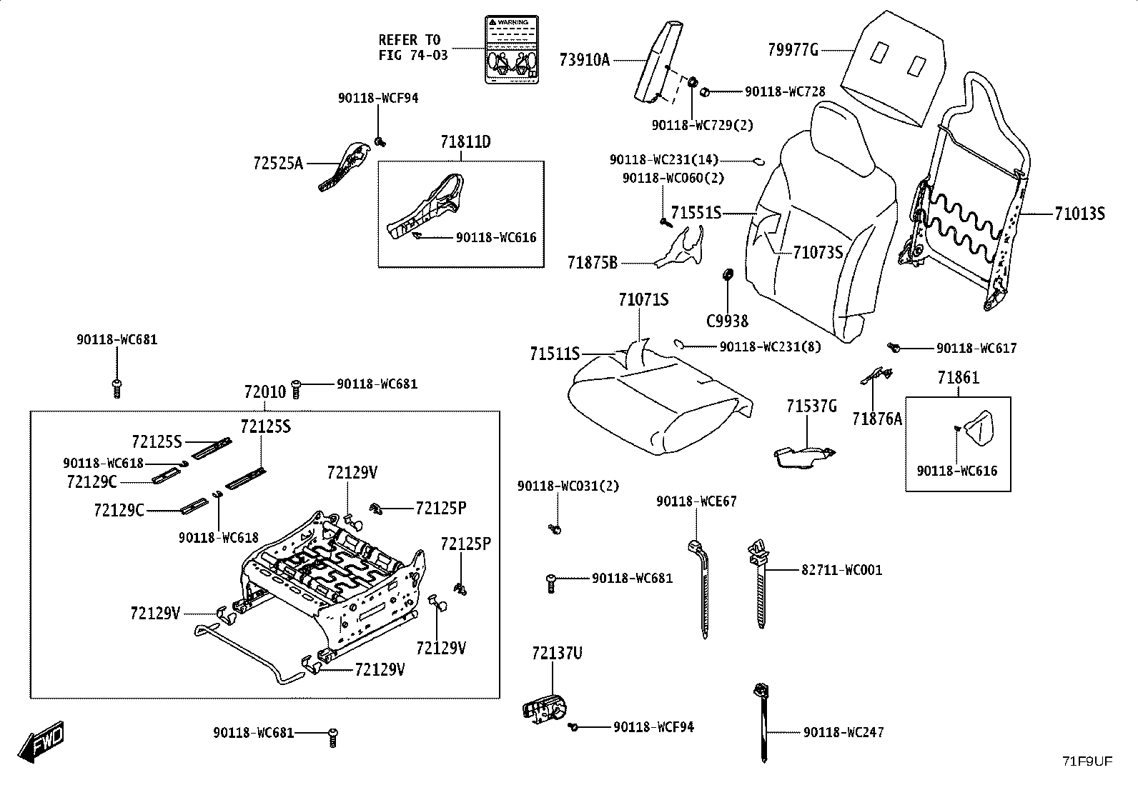 71014-WC006 FRAME SUB-ASSY, FRONT SEAT BACK, LH product image
