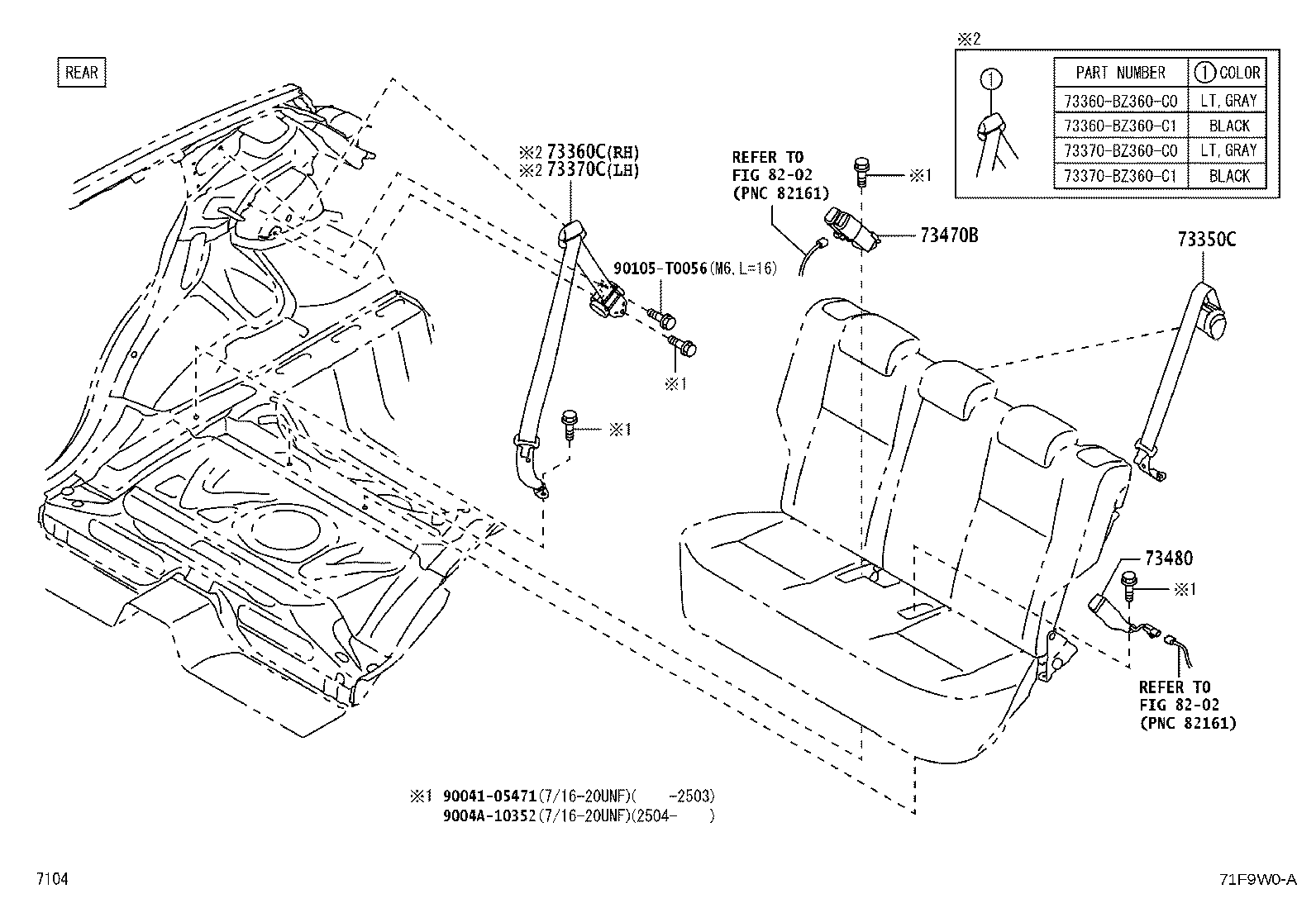 73360-BZ360-C0 BELT ASSY, REAR NO.1 SEAT, OUTER RH product image