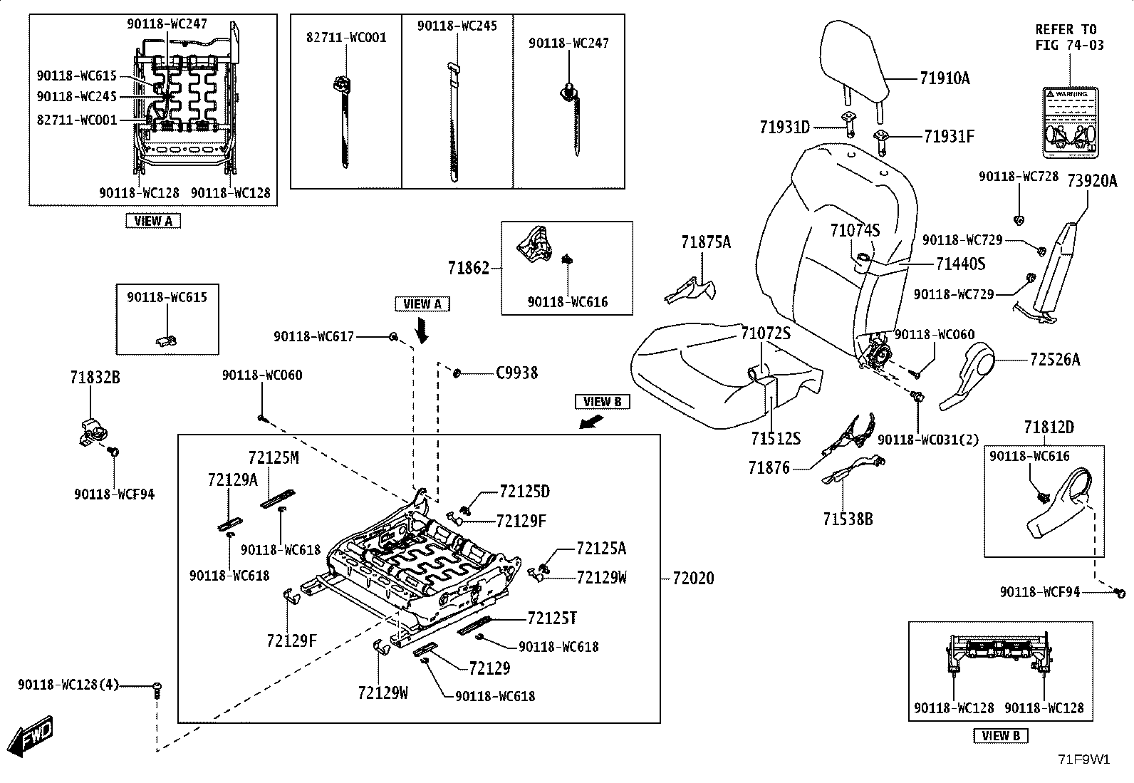 71512-WC014 PAD, FRONT SEAT CUSHION, LH (FOR SEPARATE TYPE) product image