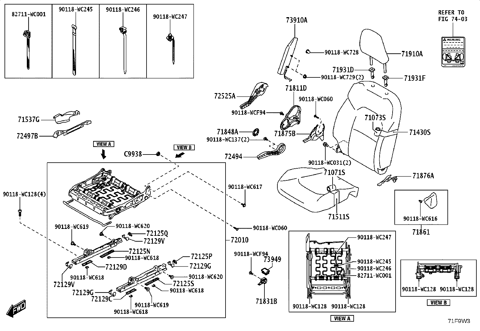 71512-WC014 PAD, FRONT SEAT CUSHION, LH (FOR SEPARATE TYPE) product image