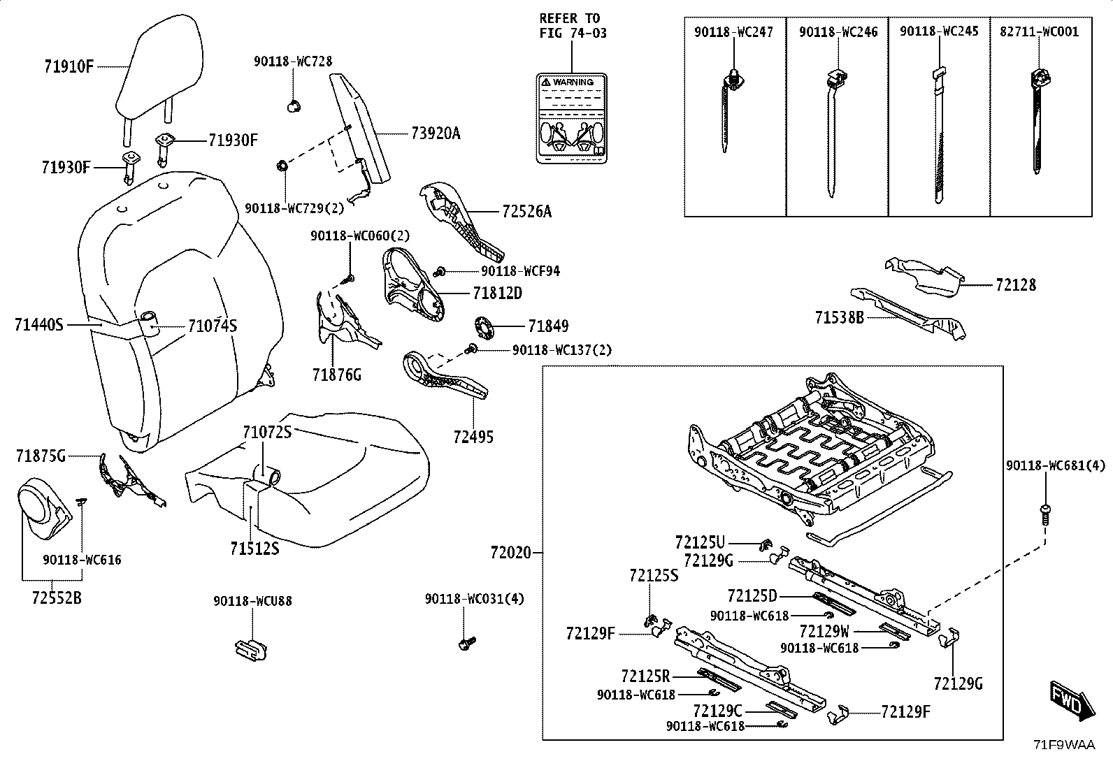 71512-WC012 PAD, FRONT SEAT CUSHION, RH(FOR SEPARATE TYPE) product image