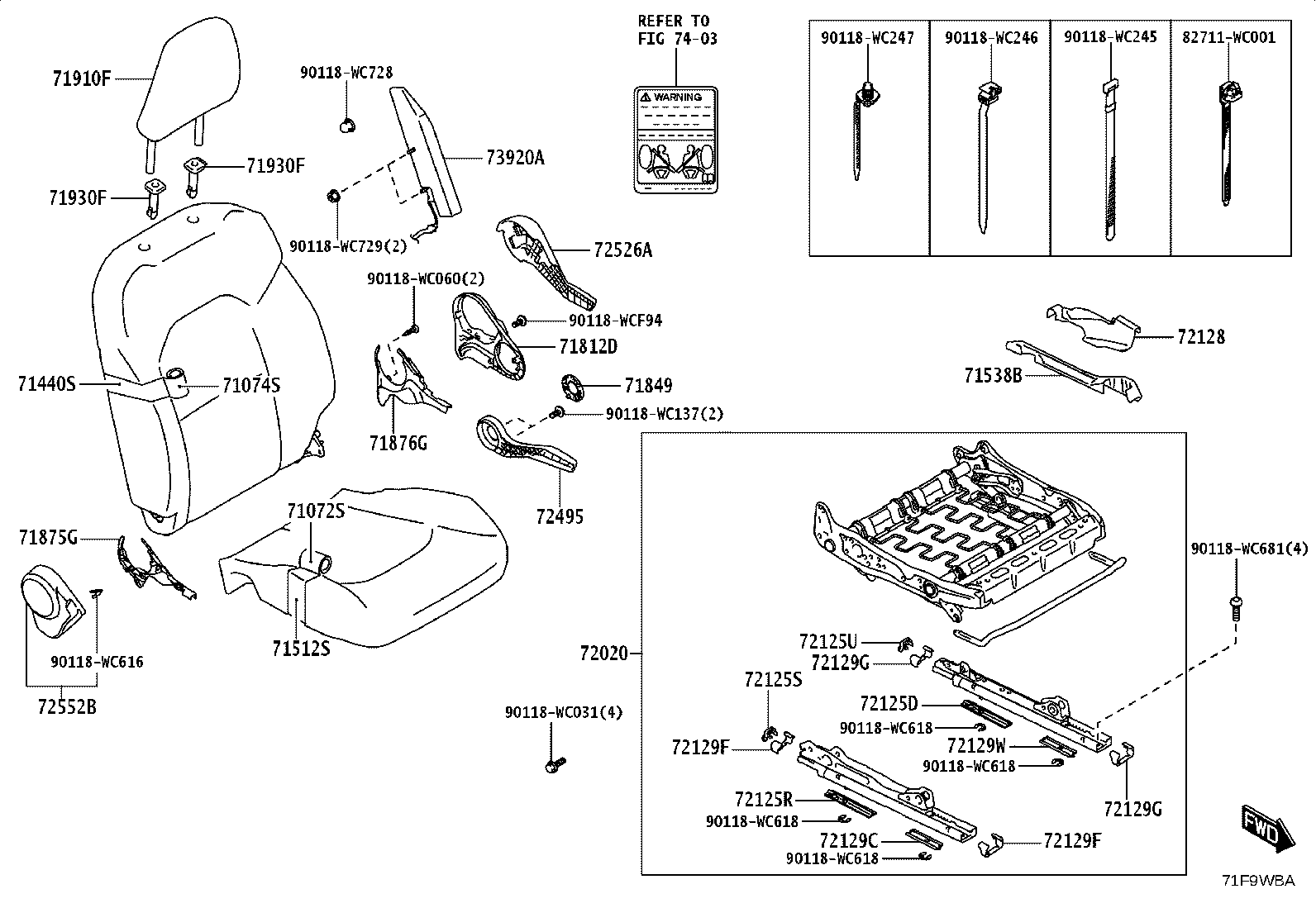71512-WC012 PAD, FRONT SEAT CUSHION, RH(FOR SEPARATE TYPE) product image