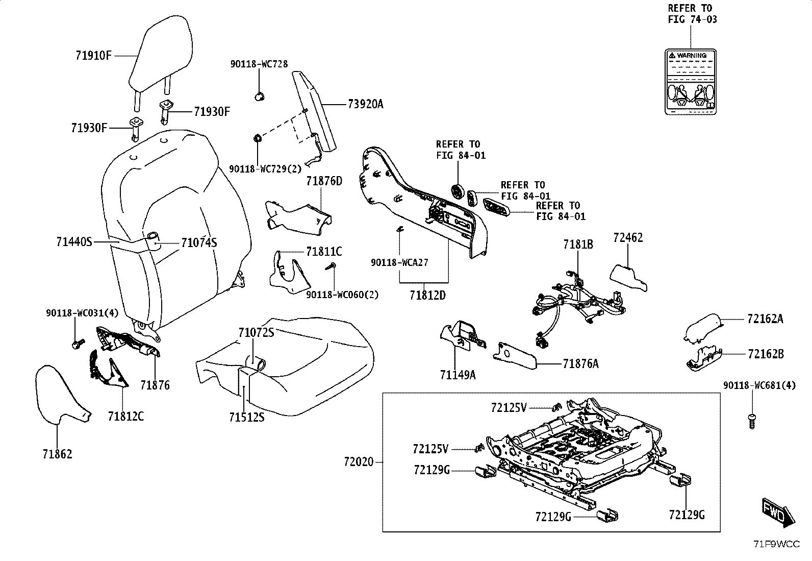 71512-WC012 PAD, FRONT SEAT CUSHION, RH(FOR SEPARATE TYPE) product image