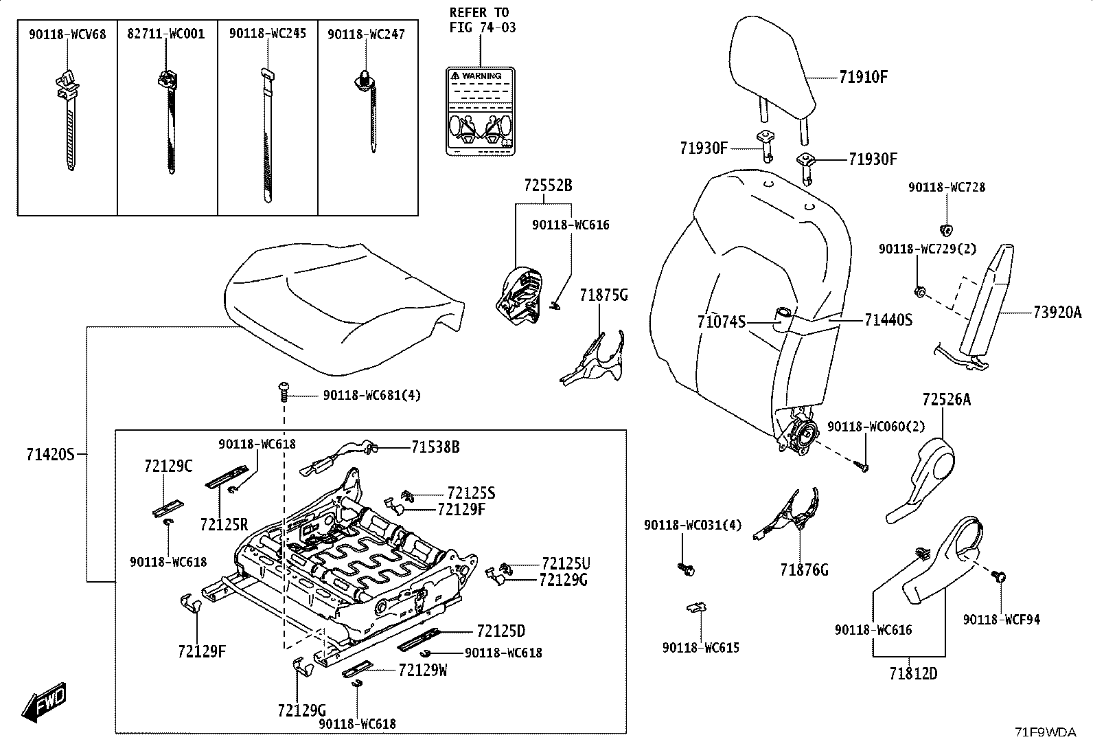 71512-WC012 PAD, FRONT SEAT CUSHION, RH(FOR SEPARATE TYPE) product image
