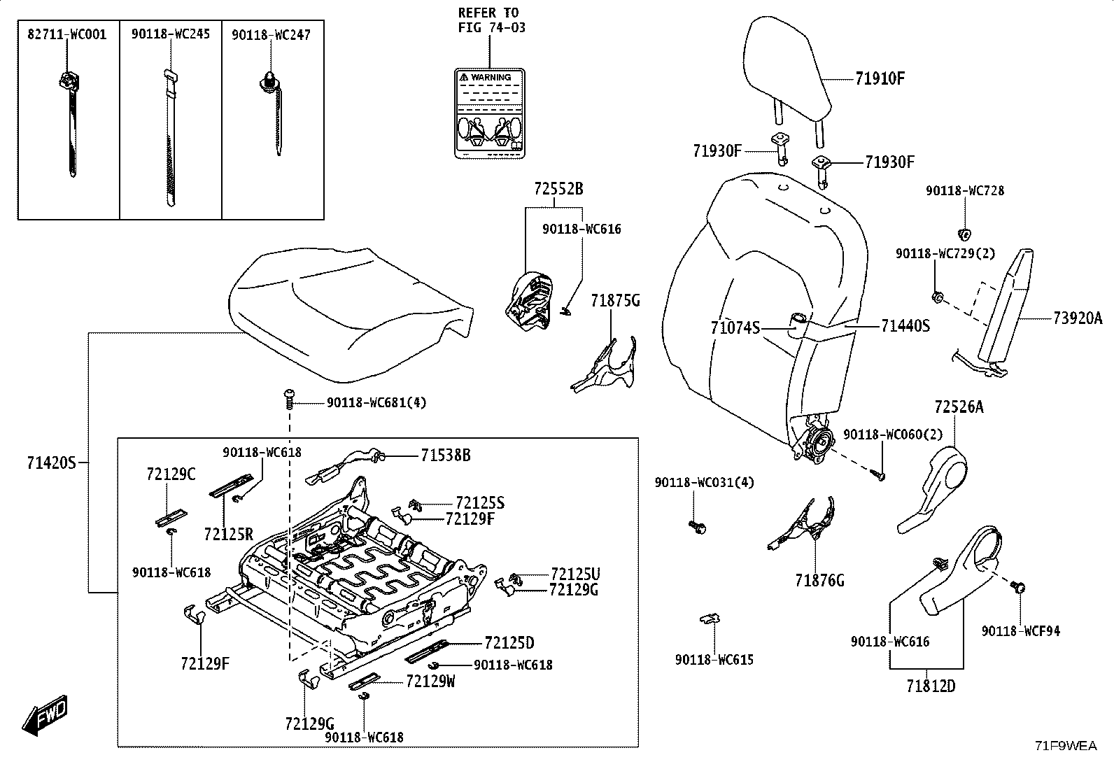 71512-WC012 PAD, FRONT SEAT CUSHION, RH(FOR SEPARATE TYPE) product image