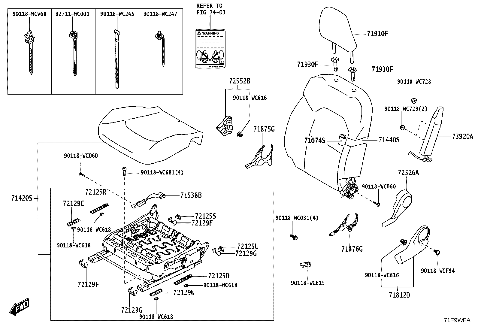 71512-WC012 PAD, FRONT SEAT CUSHION, RH(FOR SEPARATE TYPE) product image