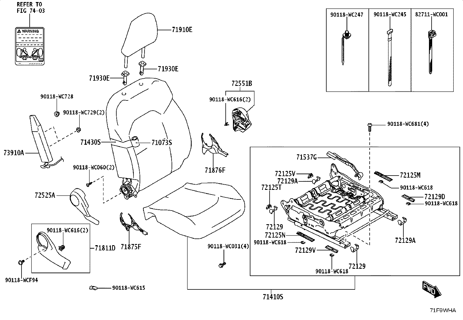 71512-WC012 PAD, FRONT SEAT CUSHION, RH(FOR SEPARATE TYPE) product image