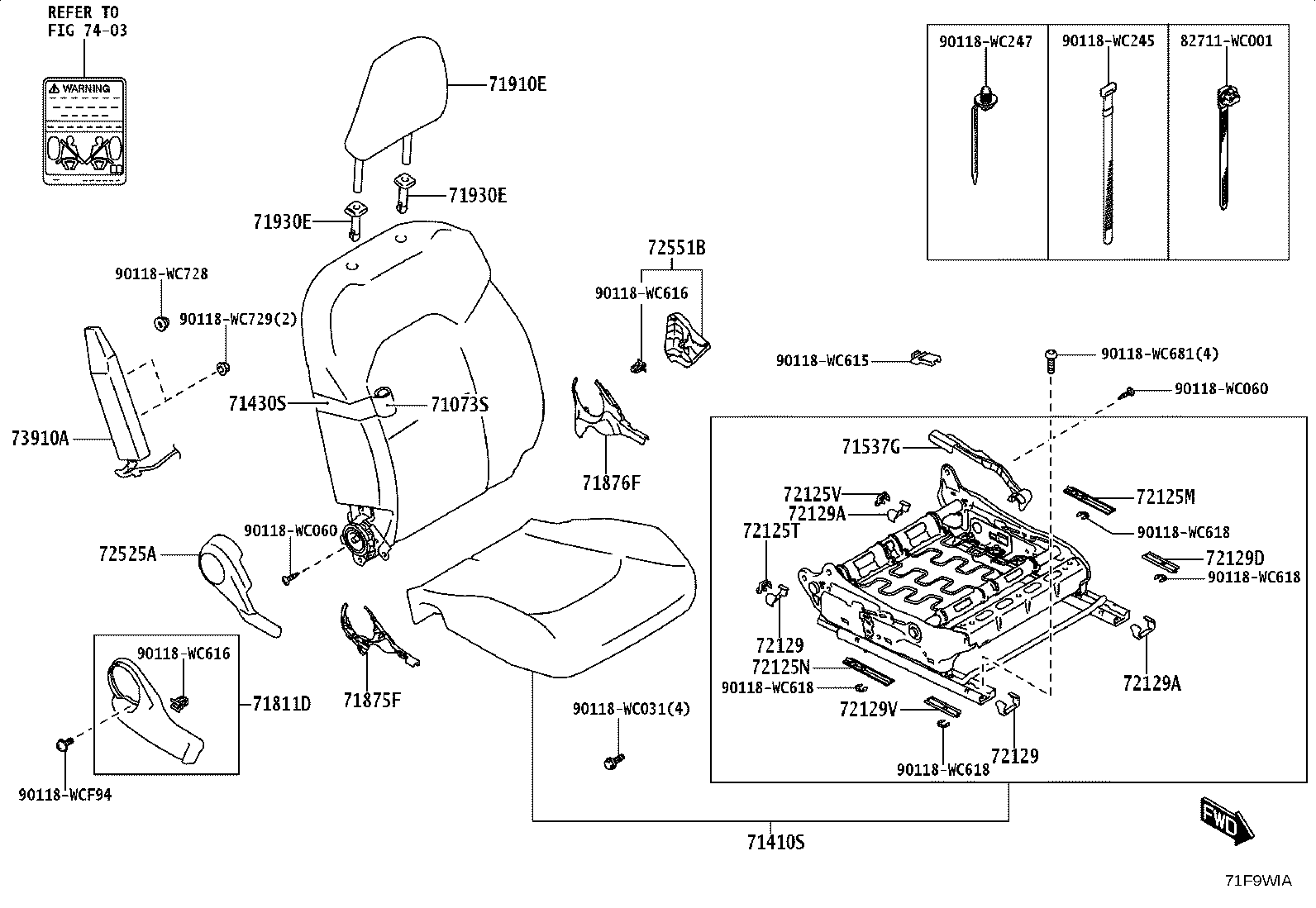 71512-WC012 PAD, FRONT SEAT CUSHION, RH(FOR SEPARATE TYPE) product image