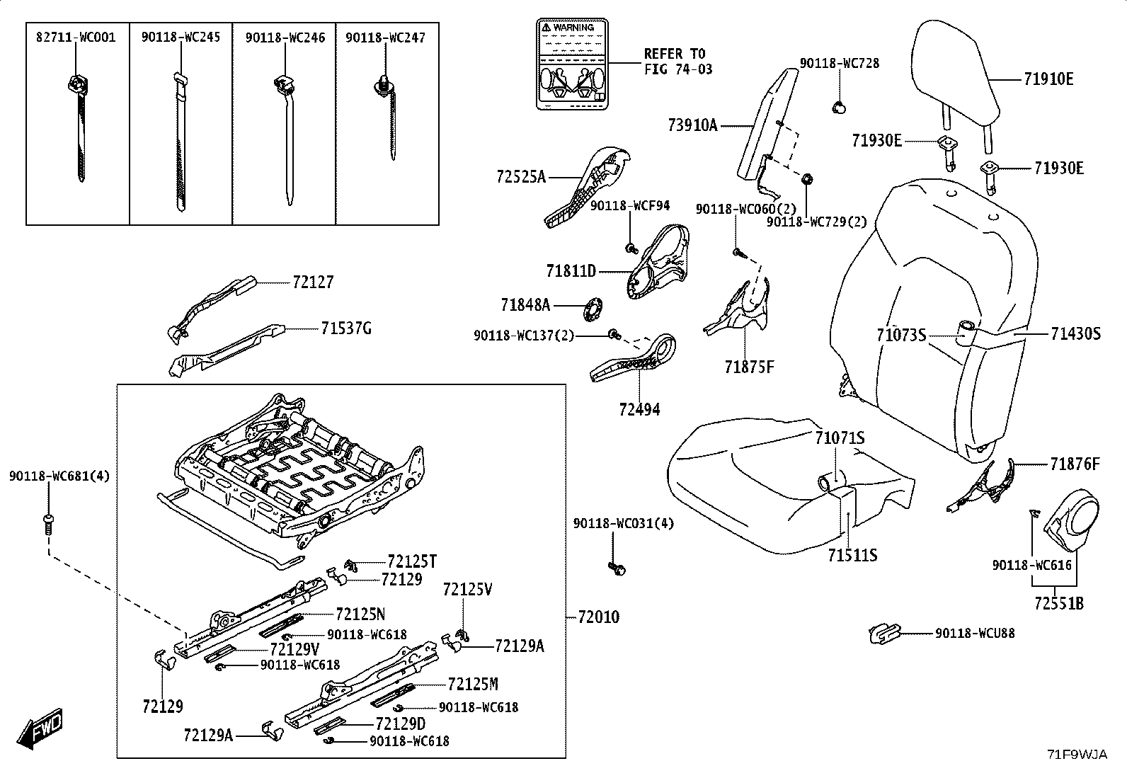 71512-WC012 PAD, FRONT SEAT CUSHION, RH(FOR SEPARATE TYPE) product image