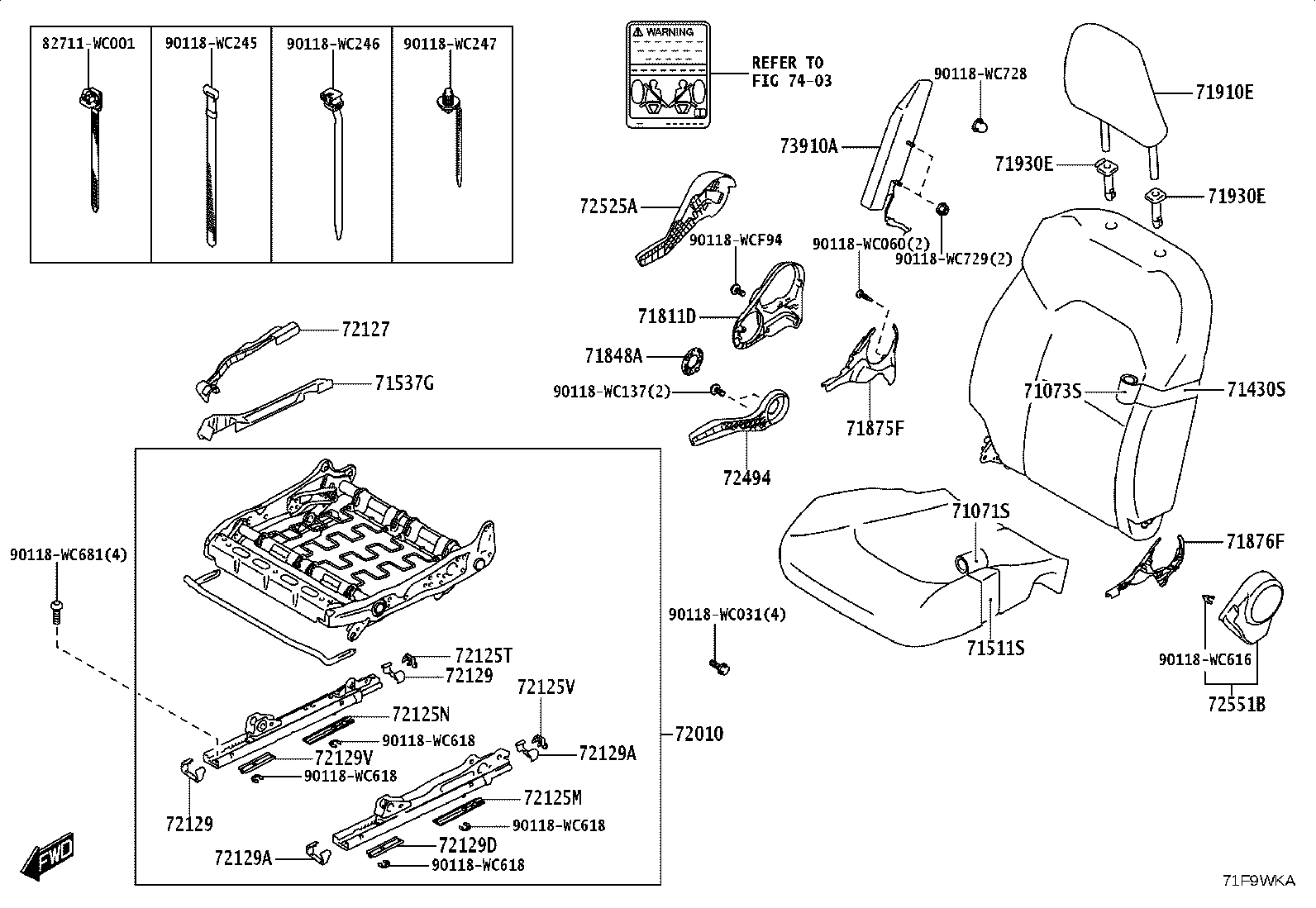 71512-WC012 PAD, FRONT SEAT CUSHION, RH(FOR SEPARATE TYPE) product image
