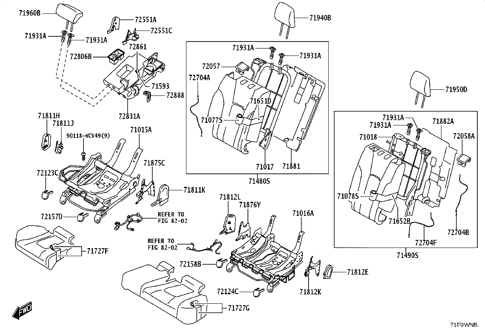 71016-WC003 FRAME SUB-ASSY, REAR SEAT CUSHION, LH product image