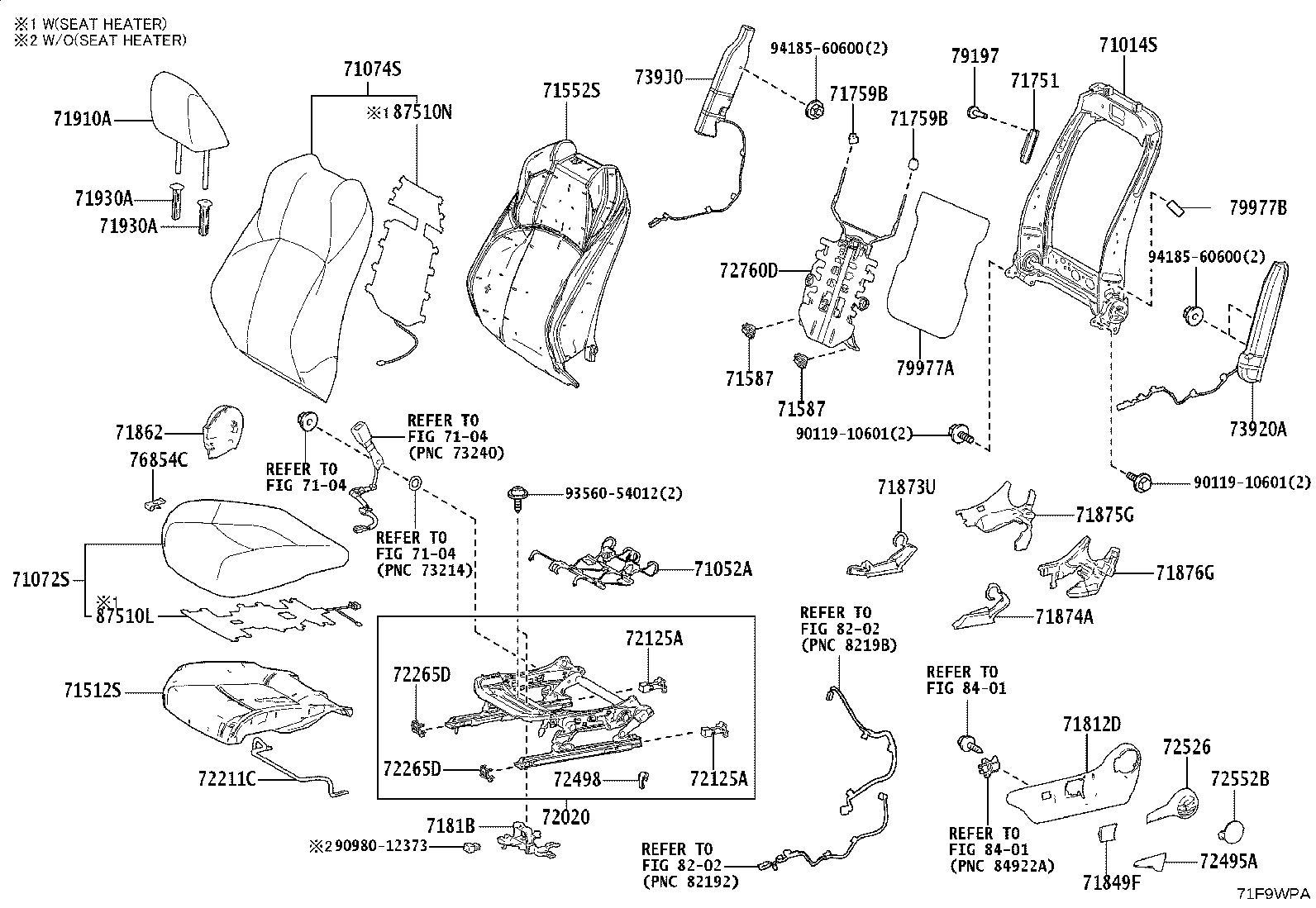 71014-16070 FRAME SUB-ASSY, FRONT SEAT BACK, LH product image