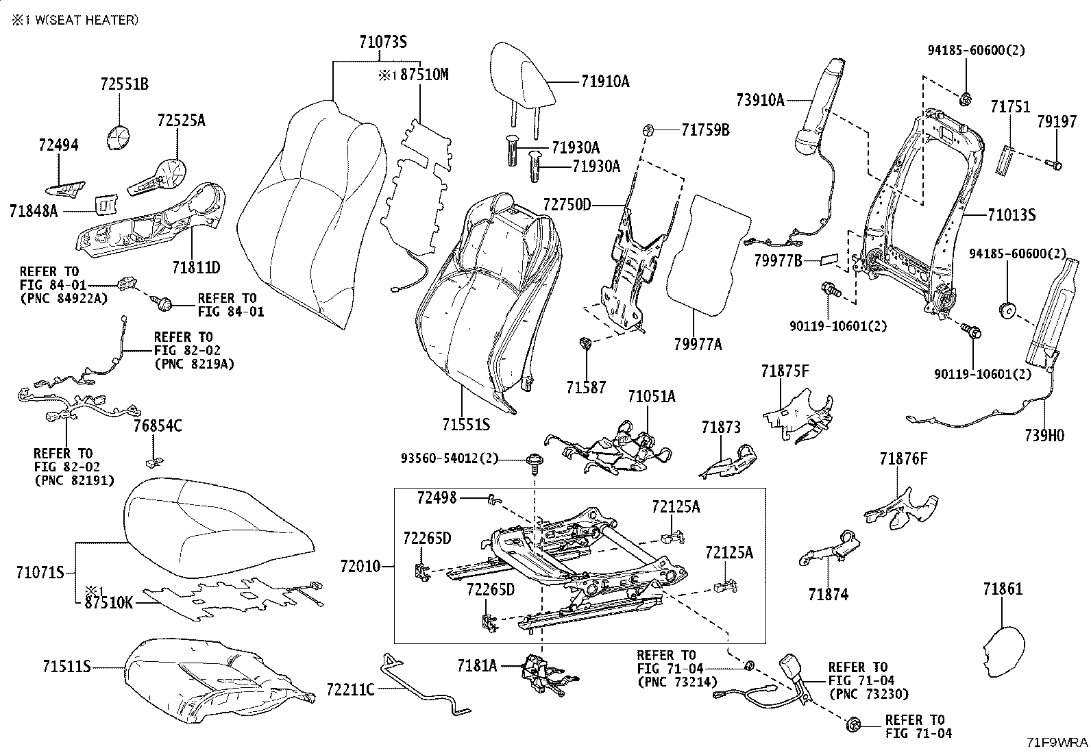 71014-16070 FRAME SUB-ASSY, FRONT SEAT BACK, LH product image