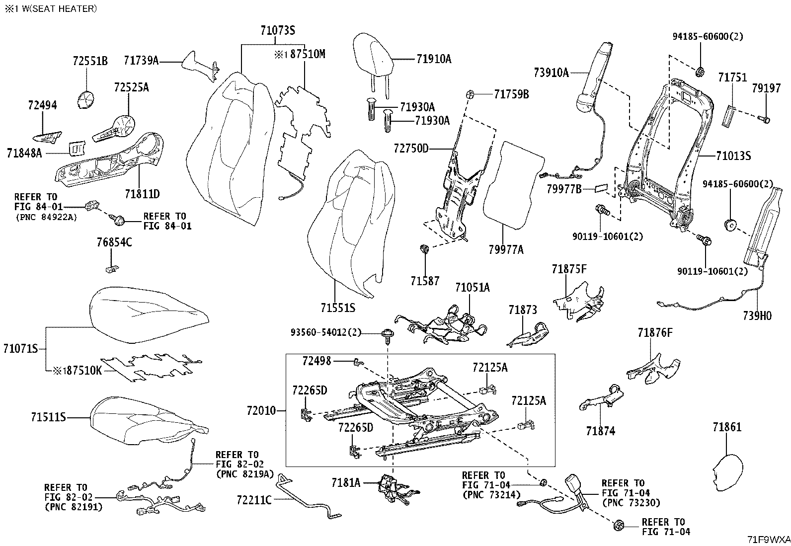 71014-16070 FRAME SUB-ASSY, FRONT SEAT BACK, LH product image