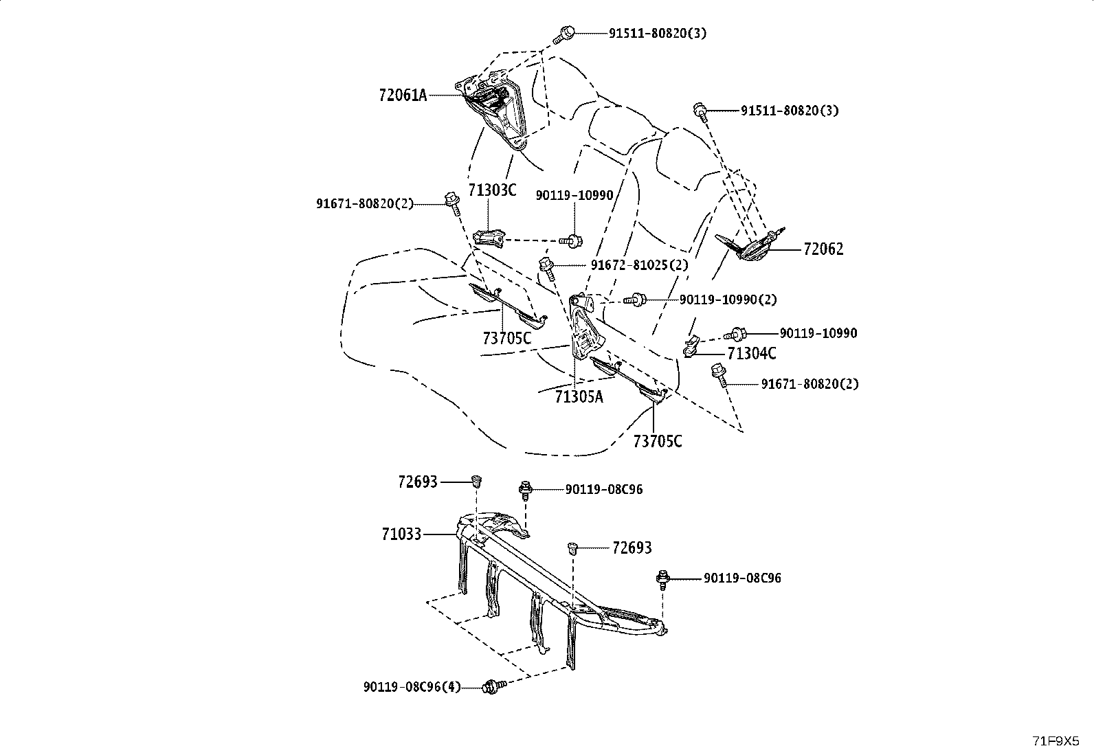 71077-16B30-C2 COVER, REAR SEAT BACK, RH (FOR SEPARATE TYPE) product image