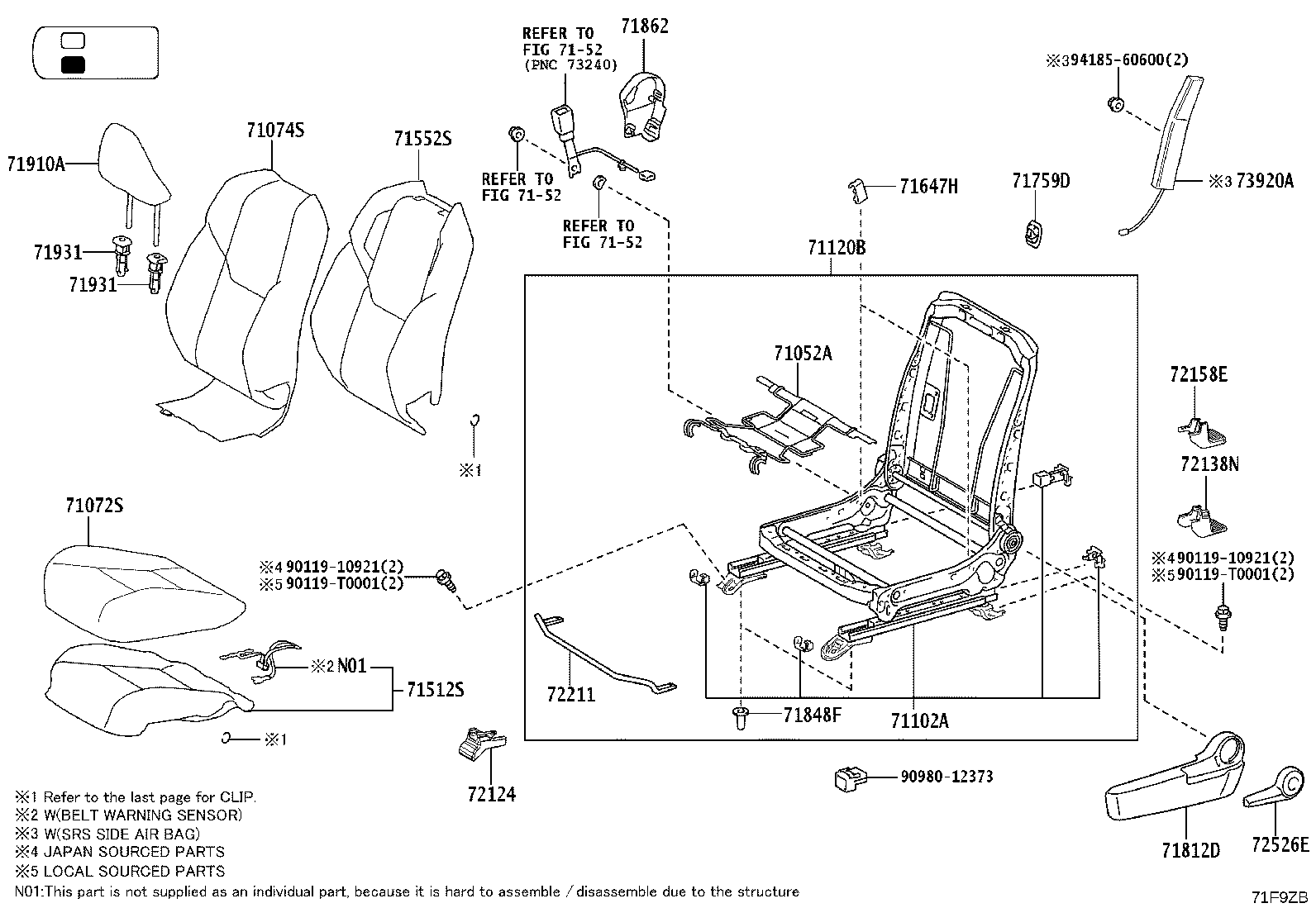 71502-0K830 PAD, FRONT SEAT CUSHION, LH (FOR SEPARATE TYPE) product image