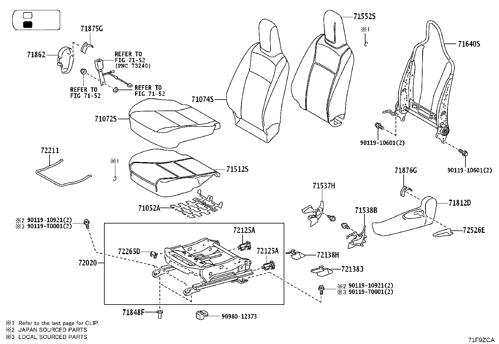 71502-0K830 PAD, FRONT SEAT CUSHION, LH (FOR SEPARATE TYPE) product image