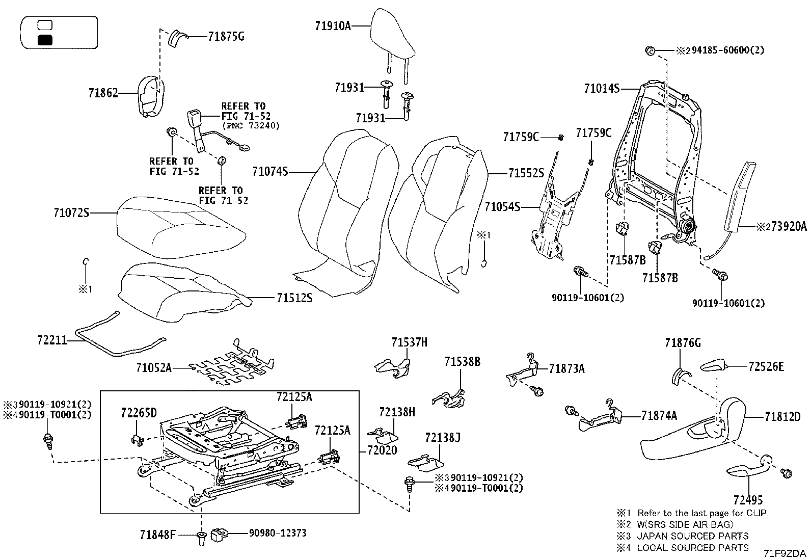 71502-0K830 PAD, FRONT SEAT CUSHION, LH (FOR SEPARATE TYPE) product image