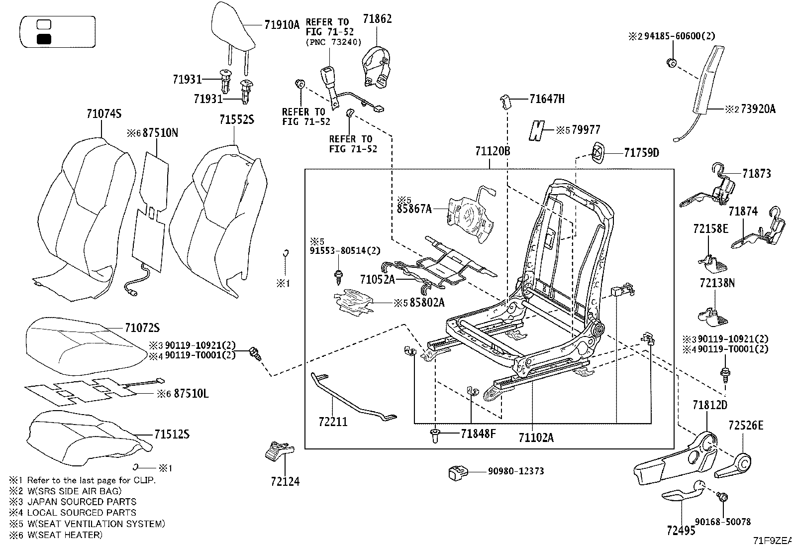 71502-0K830 PAD, FRONT SEAT CUSHION, LH (FOR SEPARATE TYPE) product image