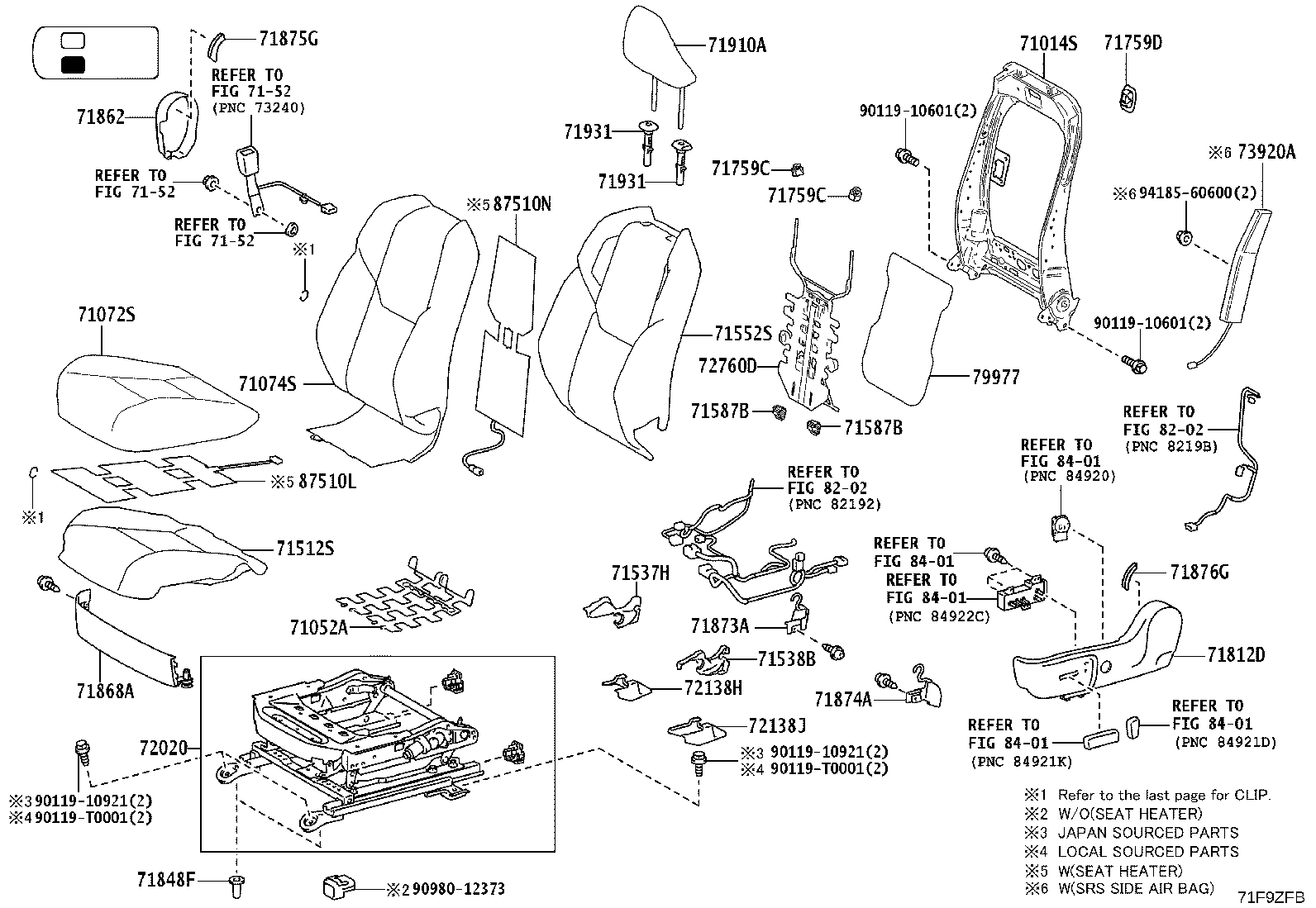 71502-0K830 PAD, FRONT SEAT CUSHION, LH (FOR SEPARATE TYPE) product image