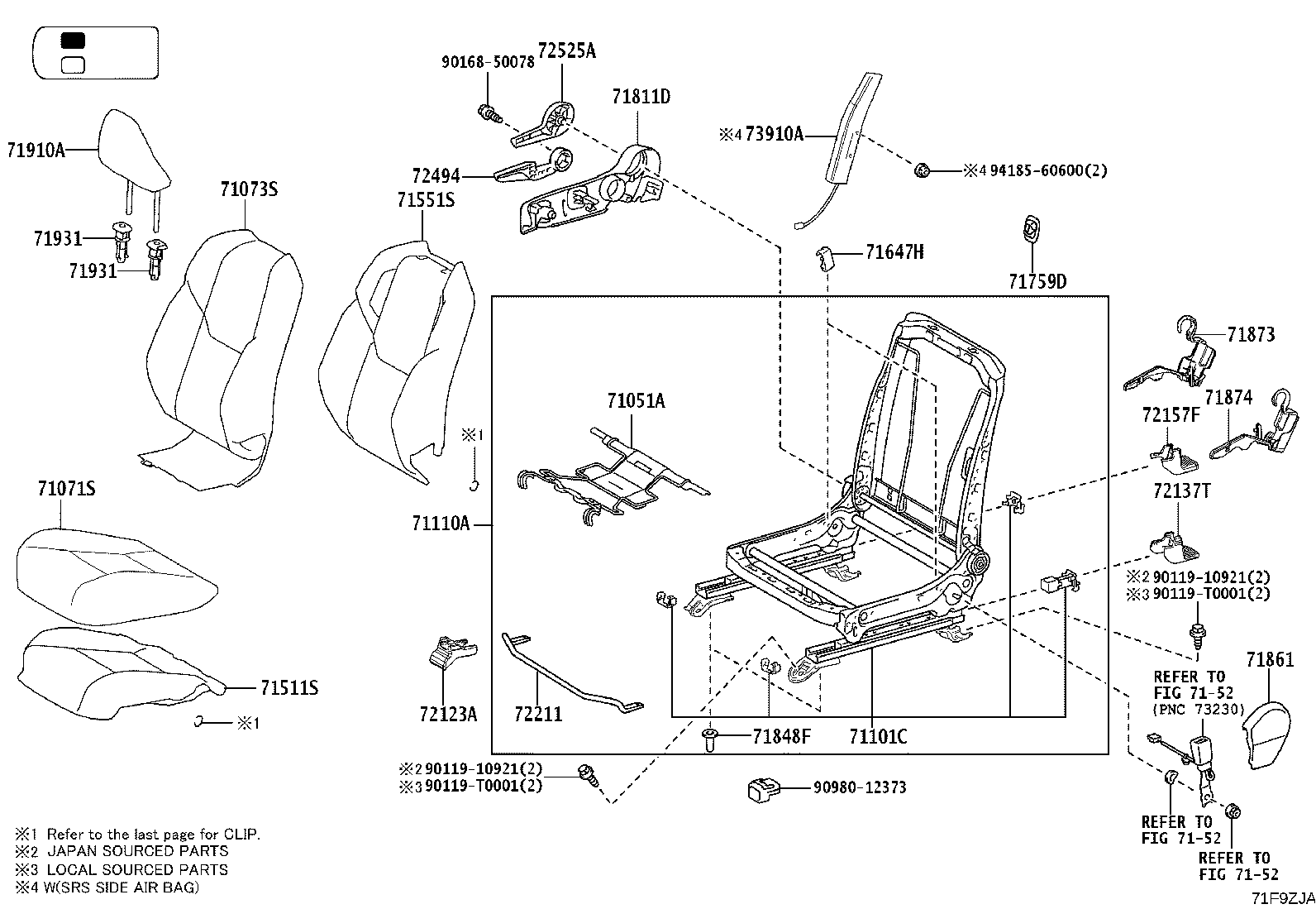 71502-0K830 PAD, FRONT SEAT CUSHION, LH (FOR SEPARATE TYPE) product image